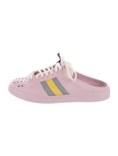 Pre-owned Gucci Rubber Striped Mules In Pink