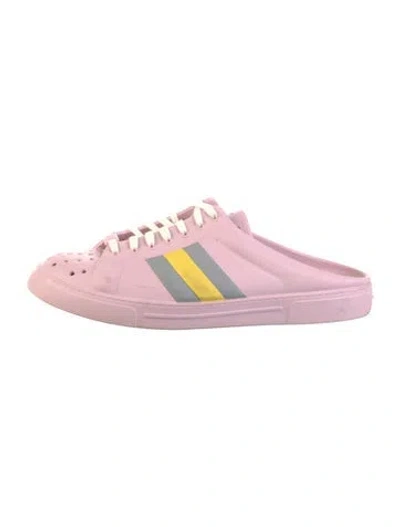 Pre-owned Gucci Rubber Striped Slides In Pink