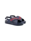 Gucci Rubberised-logo Flat Sandals In Blue