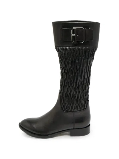 Pre-owned Gucci Ruched Buckle-detail Boots In Black