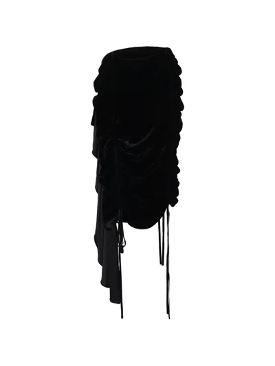 Pre-owned Gucci Ruched Midi Skirt In Black