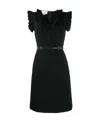 Gucci Ruffled Sleeveless Dress In Black