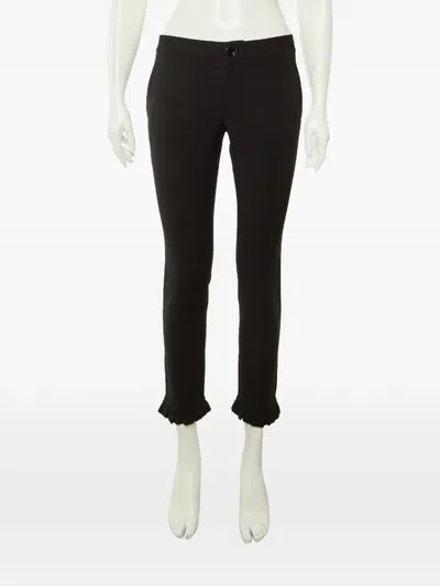 Pre-owned Gucci Ruffle-hem Stretch-knit Trousers In Black