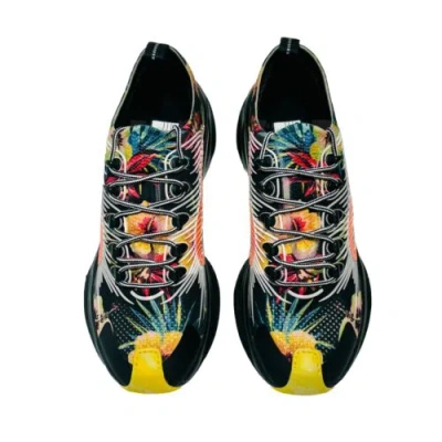 Pre-owned Gucci Run Knit Low Top Sneaker Black Floral Print Shoes Us 10.5 $920 In Multicolor