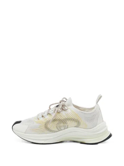Pre-owned Gucci Run Knit Sneakers In White