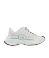 Gucci Leather Logo Multicolor Runner Sneakers In White
