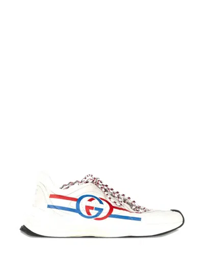 Pre-owned Gucci Run Logo-print Sneakers In White