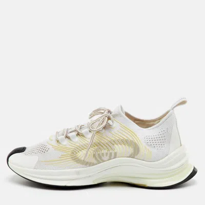 Pre-owned Gucci Run Size 40 White/yellow Technical Knit Fabric Low Top Sneakers