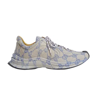 Pre-owned Gucci Run Sneaker 'beige Blue Monogram' In Cream