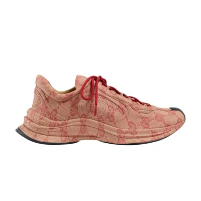 Pre-owned Gucci Run Sneaker 'beige Hibiscus Monogram' In Red