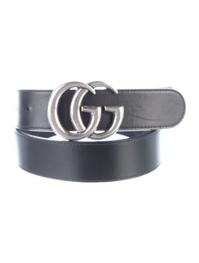 Pre-owned Gucci Running Gg Logo Belt In Black