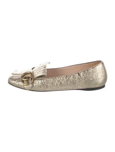 Pre-owned Gucci Running Gg Logo Leather Loafers