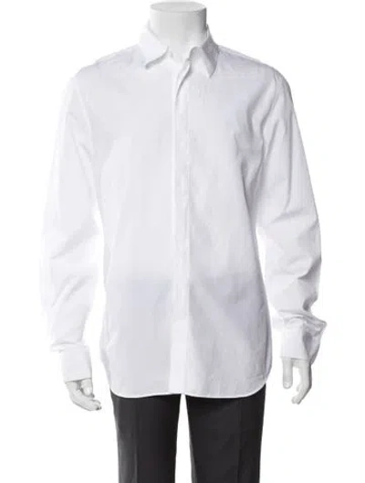 Pre-owned Gucci Running Gg Logo Long Sleeve Dress Shirt In White