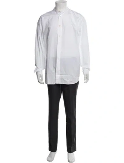Pre-owned Gucci Running Gg Logo Long Sleeve Dress Shirt In White