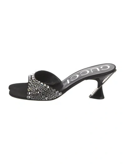 Pre-owned Gucci Running Gg Logo Patent Leather Slides In Black