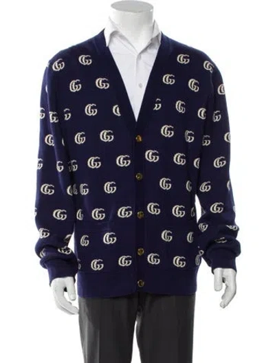 Pre-owned Gucci Running Gg Logo Printed Jacket In Blue
