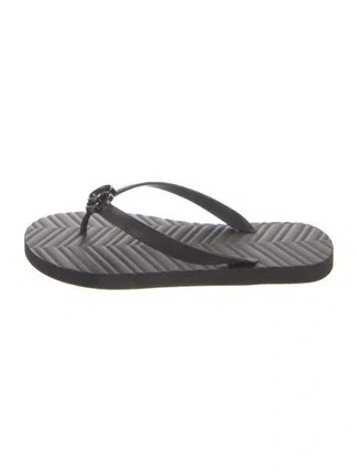 Pre-owned Gucci Running Gg Logo Rubber Flip Flops In Black