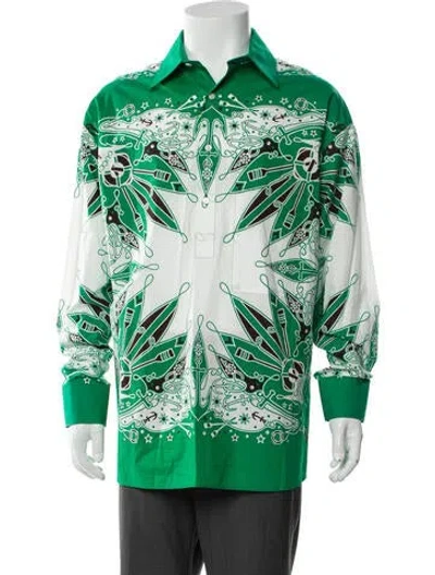 Pre-owned Gucci Running Gg Logo Sailor Bandana Shirt In Green