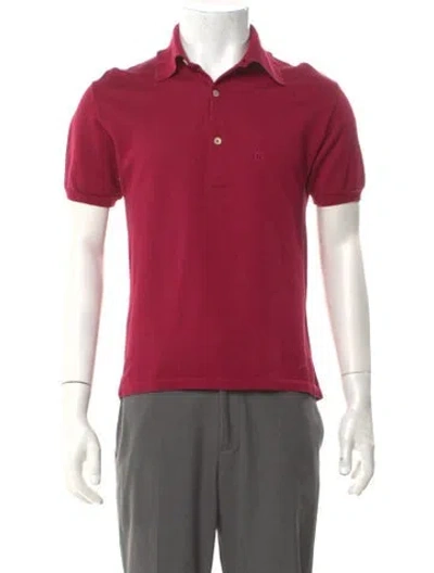 Pre-owned Gucci Running Gg Logo V-neck Polo Shirt In Red