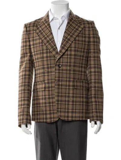 Pre-owned Gucci Running Gg Logo Wool Blazer W/ Tags In Brown