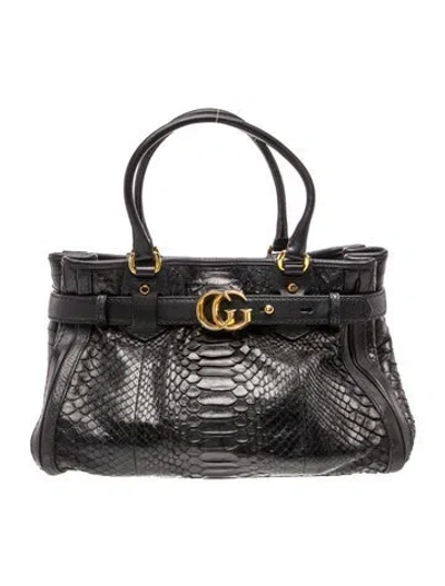 Pre-owned Gucci Running Gg Running Tote Medium In Black