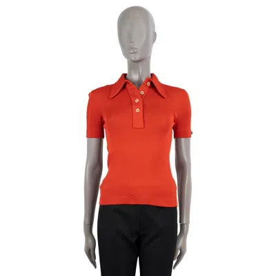 Pre-owned Gucci Rust Red Viscose 2021 Rib Knit Polo Shirt Xs