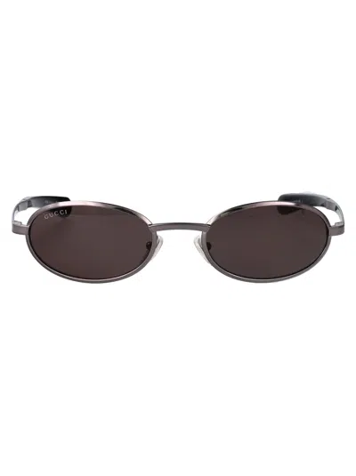 Gucci Ruthenium-ruthenium-grey Metal Sunglasses In Green