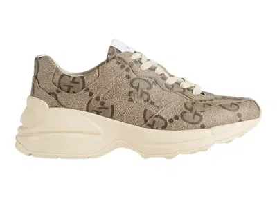 Pre-owned Gucci Rython 100 (women's) Sneakers In Beige/ebony In Multi