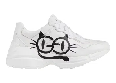 Pre-owned Gucci Rython Cat Eyes (women's) Sneakers In White/black