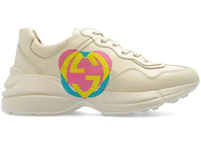 Pre-owned Gucci Rython Heart (women's) Sneakers In Pink/ivory