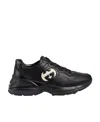 Gucci Rython Leather Sneakers In Black