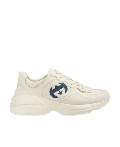 Gucci Rython Leather Sneakers In White