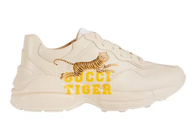 Pre-owned Gucci Rython Tiger (women's) Sneakers In Beige/yellow In Multi
