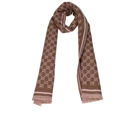 Gucci Women's Scarves Wool Brown/pink In Multi