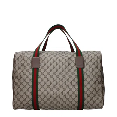 Gucci Gg Supreme Fabric Duffle Bag In Brown