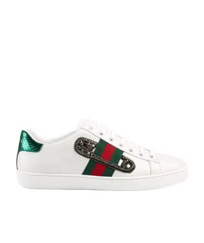 Gucci Safety Pin Casual Sports Shoes In White