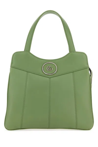 GUCCI SAGE GREEN LEATHER SMALL PETITE GG HANDBAG