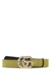 Gucci Women Sage Green Suede Belt In Green