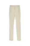 Gucci Cotton Pleated Trousers With Belt Loops And Button Pockets In Beige