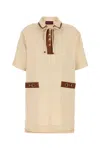 Gucci Linen Mini Dress Bow Detail In Neutral