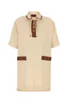 Gucci Linen Mini Dress Bow Detail In Neutral