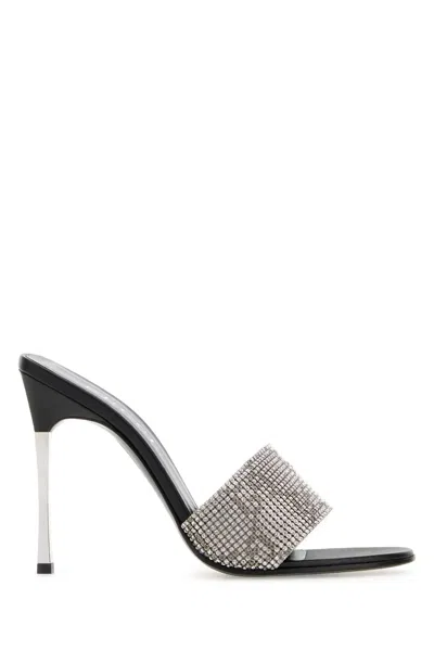 Gucci Embellished Fabric Bombshell Mules In Silver