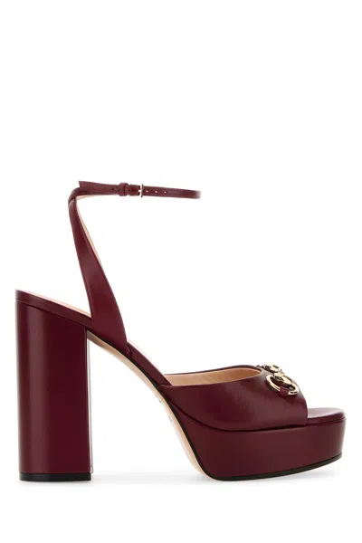 Gucci Sandali In Pelle Bordeaux Donna