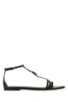 Gucci Bamboo Leather Sandals In Black