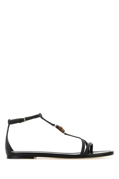 Gucci Sandali In Pelle Nera  Donna