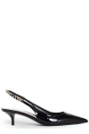 Gucci Signoria Patent Logo Chain Kitten Pumps In Black