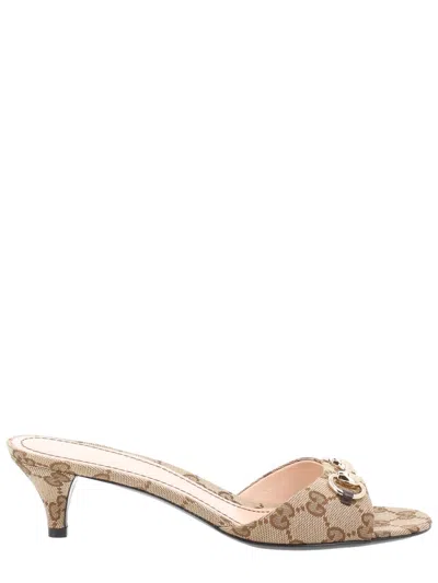 Gucci Slide Sandal With Horsebit In Brown