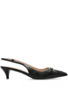 Gucci Black Slingback Pumps With Elastic Strap In Black