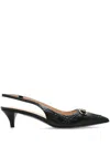 Gucci Black Slingback Pumps With Elastic Strap In Black