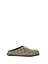 Gucci Gg Monogram Horsebit Flat Mules In Brown